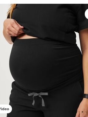 Figs Black Scrub Maternity Pants Technical Collection Size Small